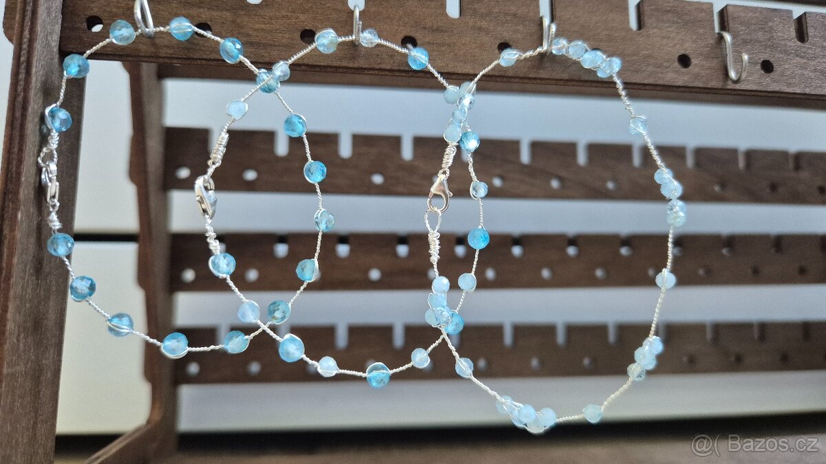 Stříbrný set s topazem – náramek a náušnice - 4