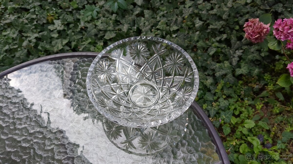 Křišťálová bohatě broušená mísa - 4