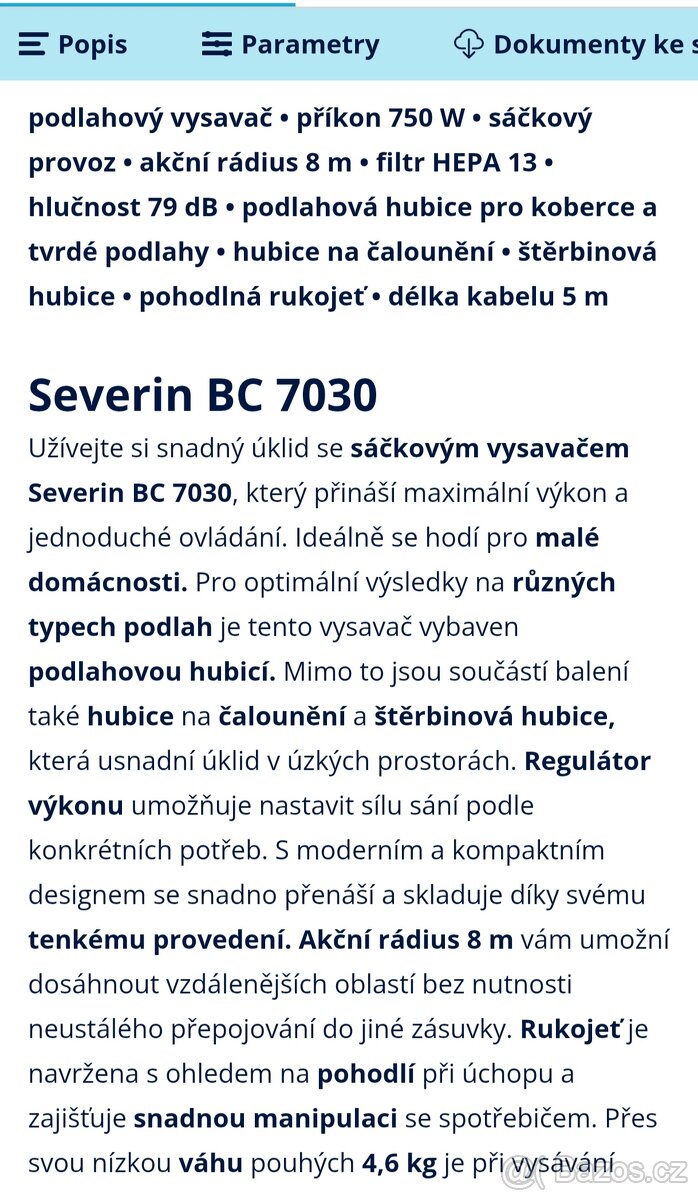 Vysavač Severin BC7030 - 4