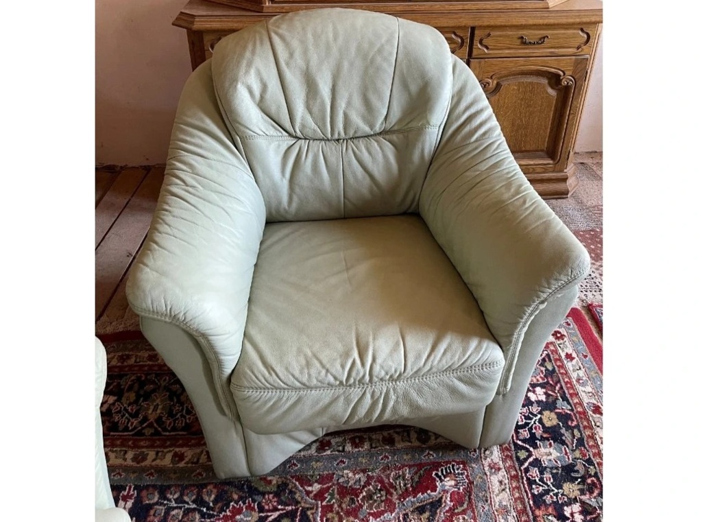 Luxusní kožená sedací souprava 3+1+taburet, 1900 - 4