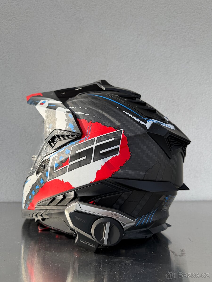 Prilba LS2 MX701 Explorer Carbon Extend čierno-modro-červe - 4