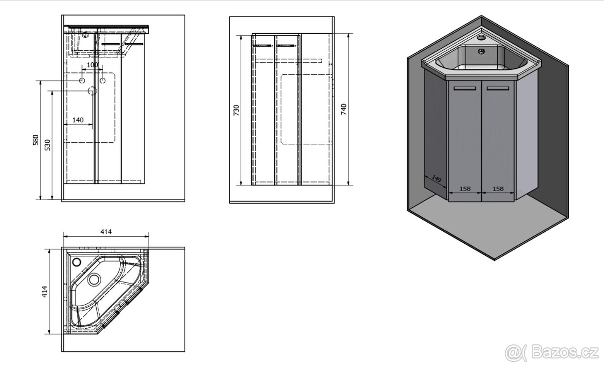 Rohová skříňka pod umyvadlo - 4
