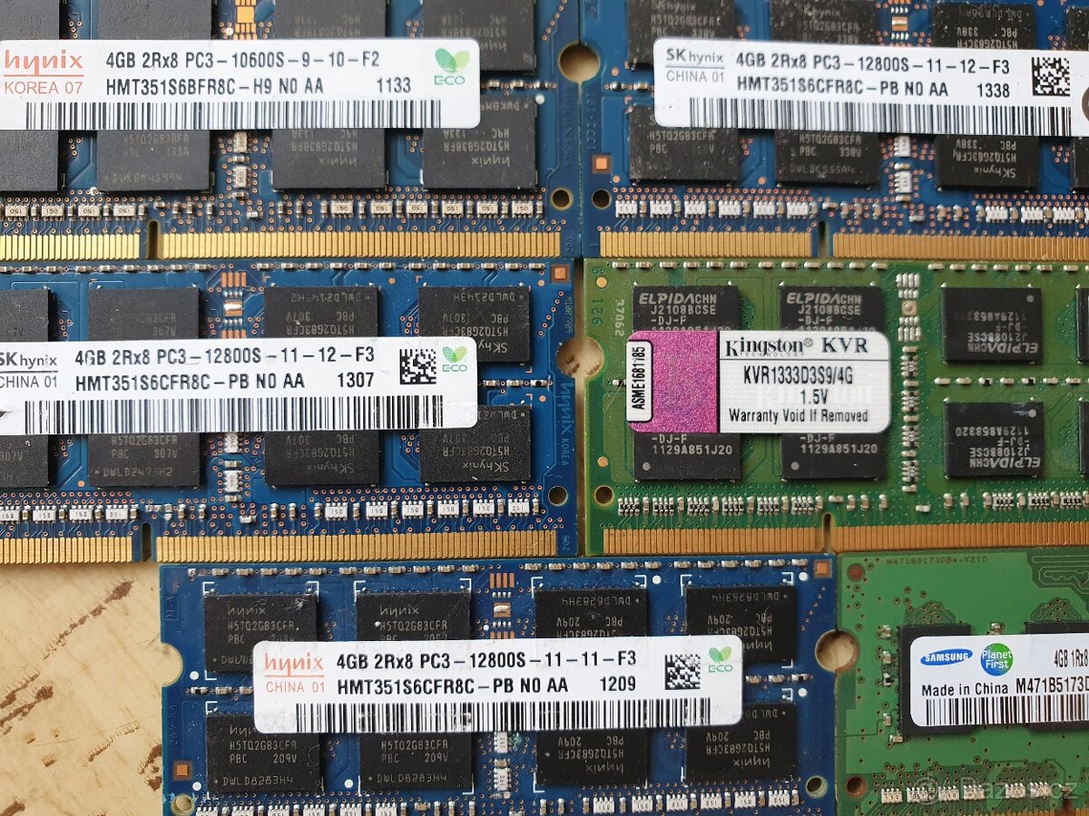 47x ddr3 4gb do Notebooku. Kus : 150kč. - 4