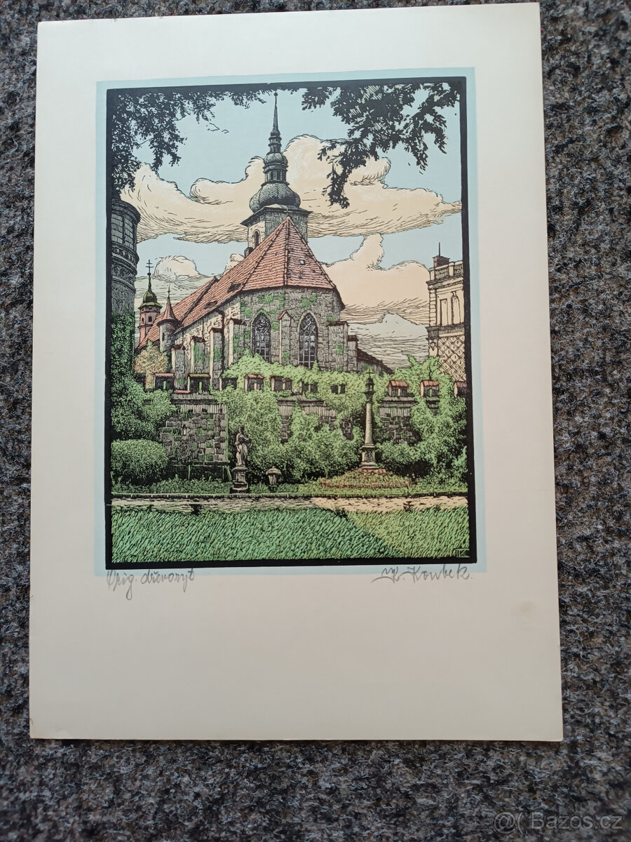 Karel Koubek Plzeň originál dřevoryt - 4