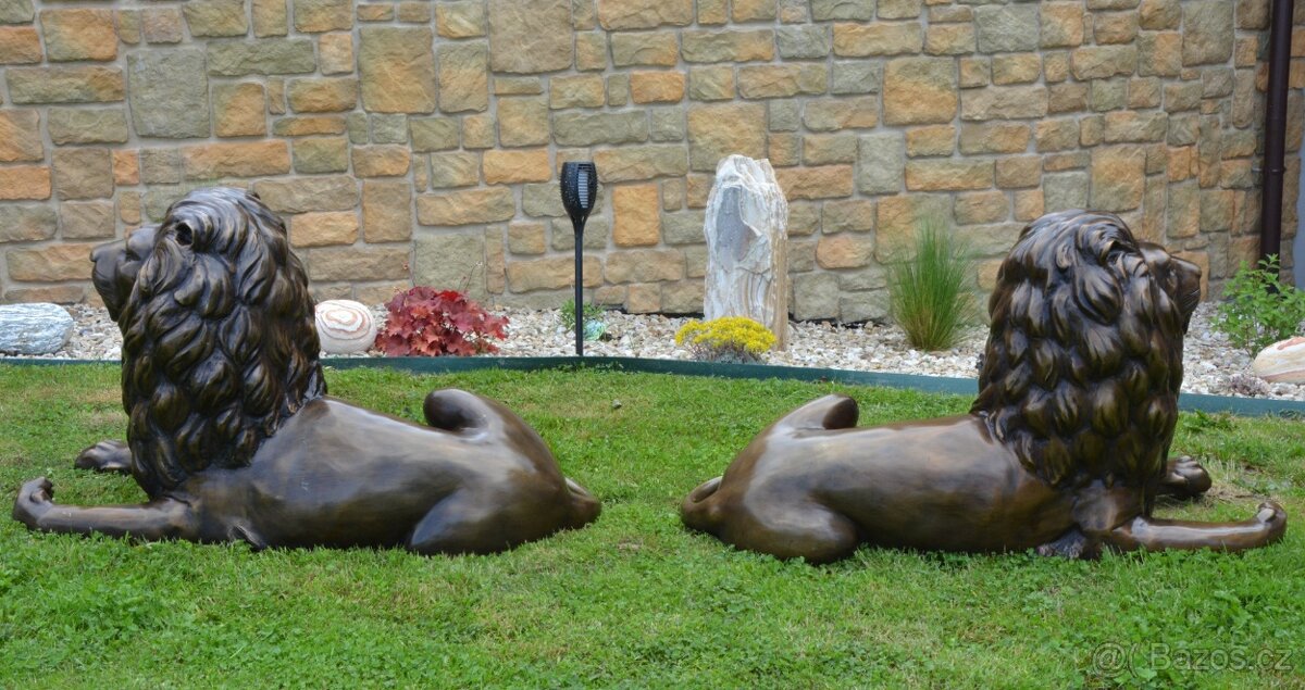 Zámecké bronzové sochy - Lvi - pár - 4