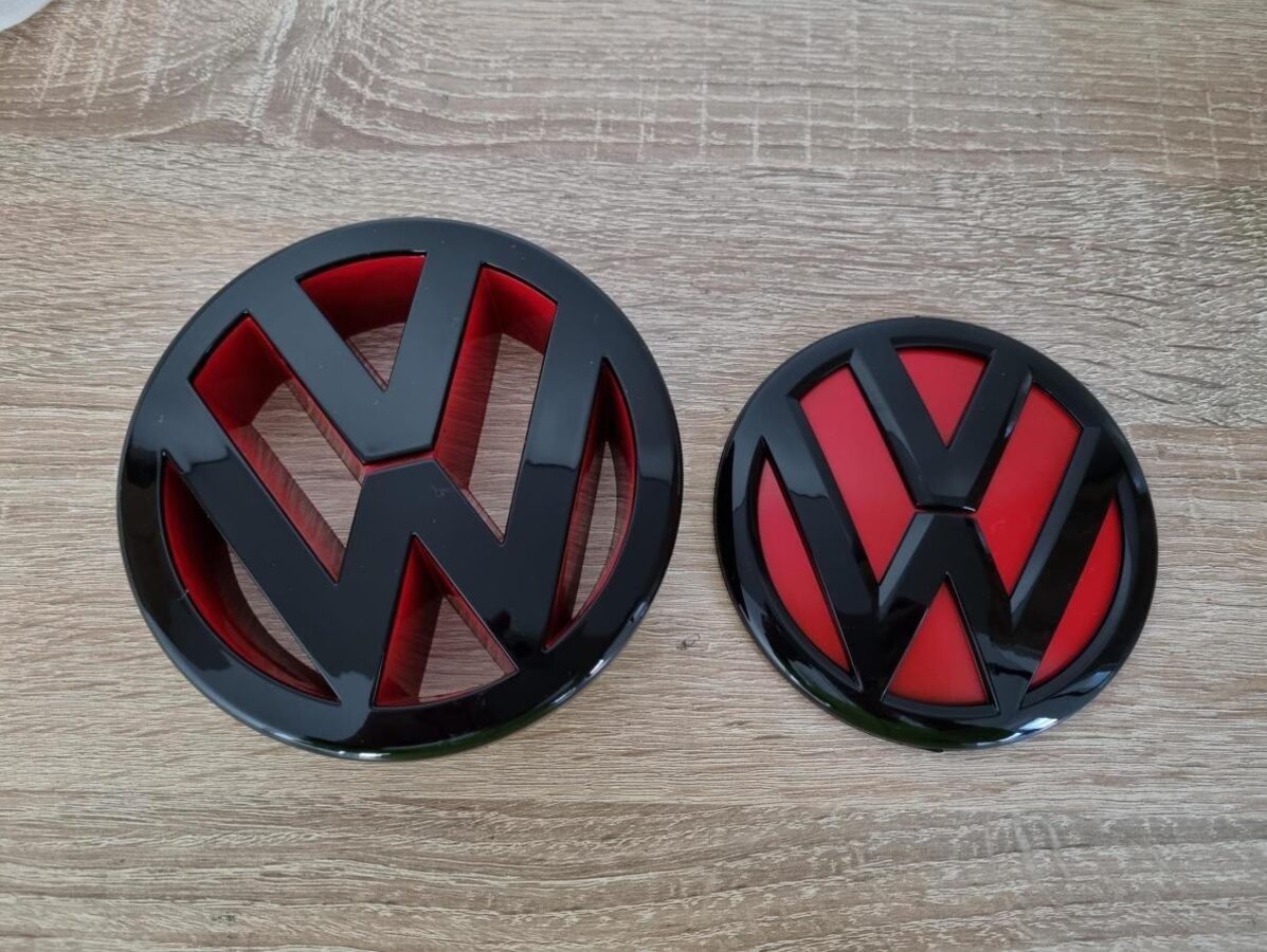 Logo znak VOLKSWAGEN cierne leskle / cervene - 4