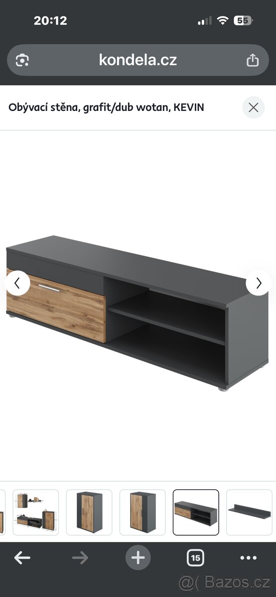 Obývací stěna, grafit/dub wotan, KEVIN - 4