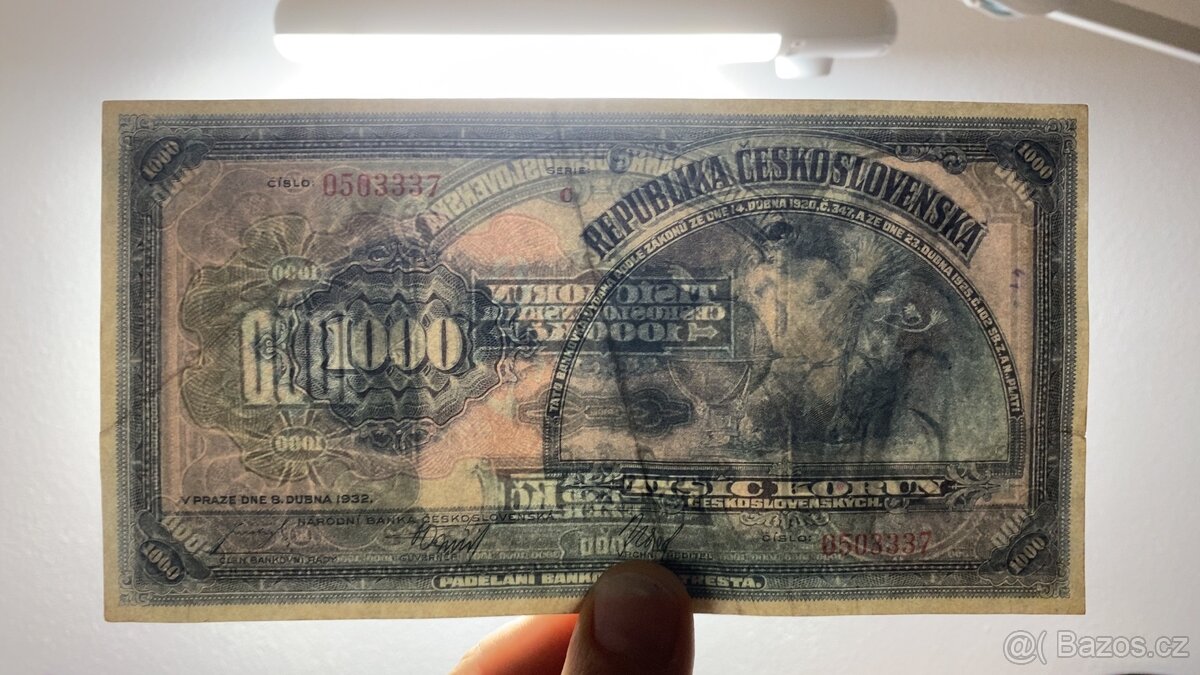 1000 kčs 1932 - vzácná - 4