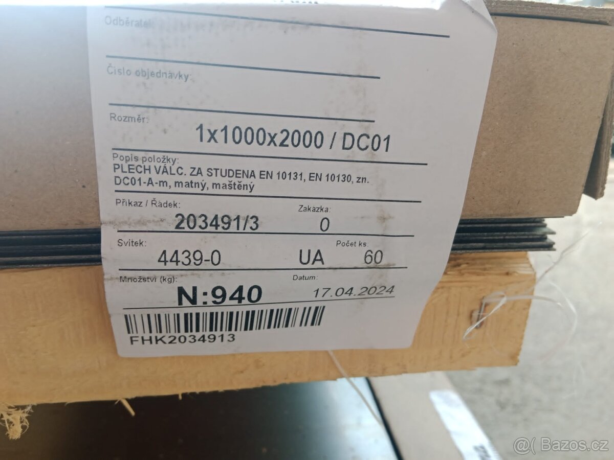 Plech ocelový DC01 1x1000x2000 mm - 4