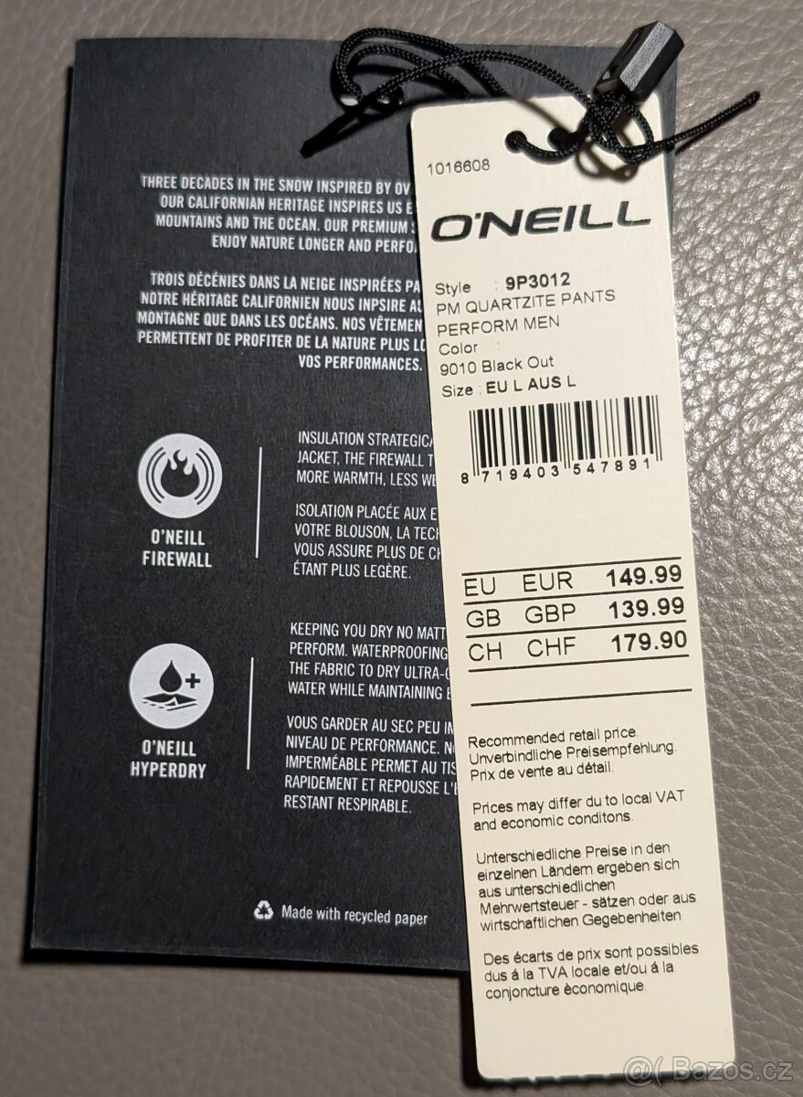 pánské lyžařské kalhoty O'Neill, velikost L, téměř nové - 4