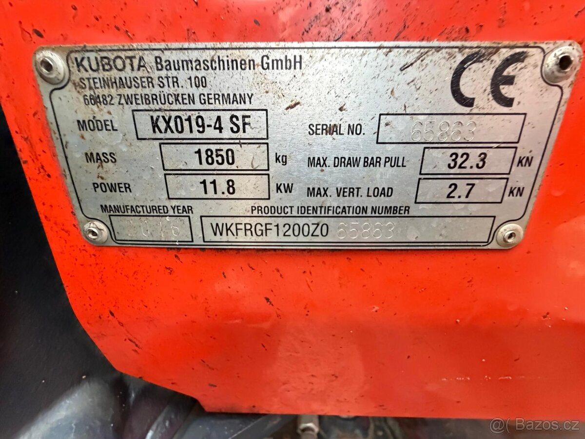 Pásový bagr KUBOTA KX019-4 SF, konečná cena, doprava zdarma - 4