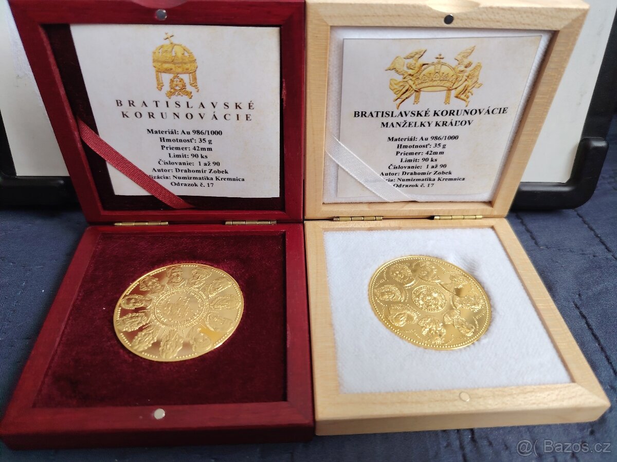 70g Au, 2x zlaté mince 10 dukáty Bratislavská korunovace - 4