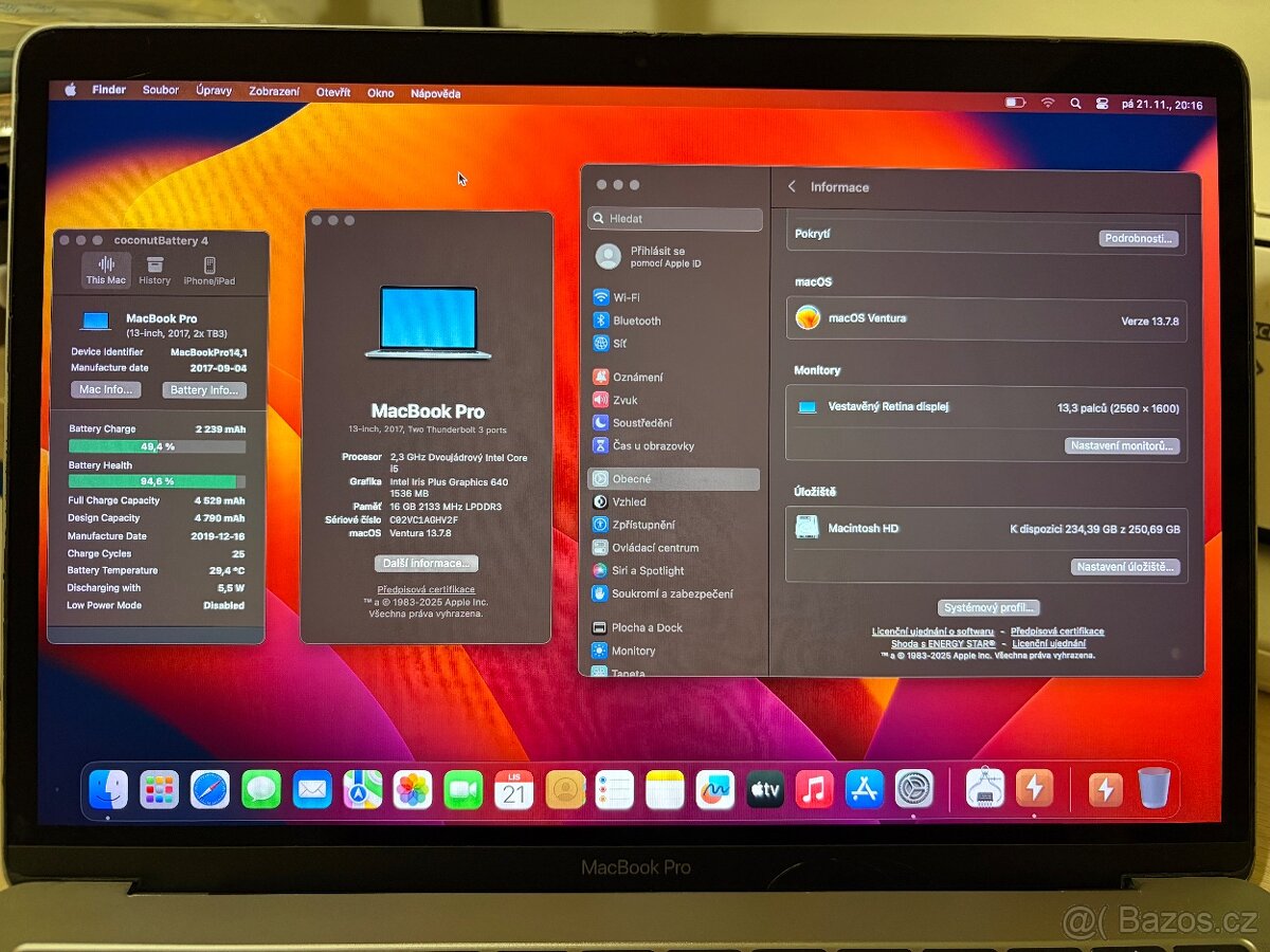 MacBook Pro 13" 2017 Intel i5 2,3Ghz, 16 GB RAM, 95% baterk - 4