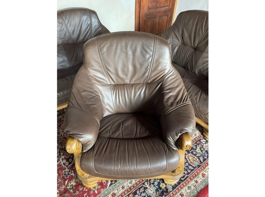 Dubová rustikální kožená sedačka, 3788 - 4