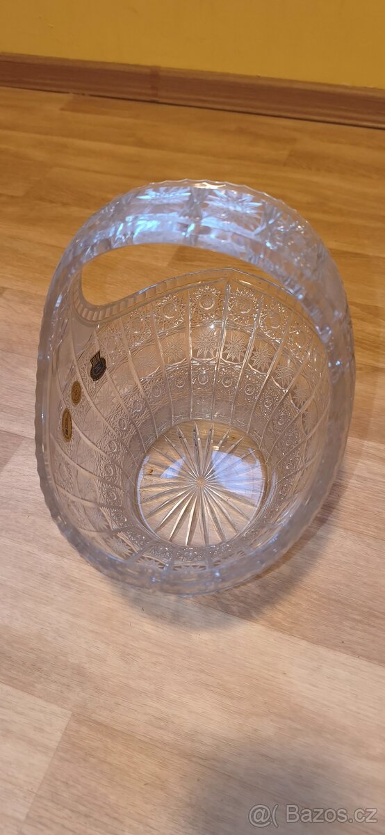 Ručně broušený velký křišťálový košík (mísa) - 4