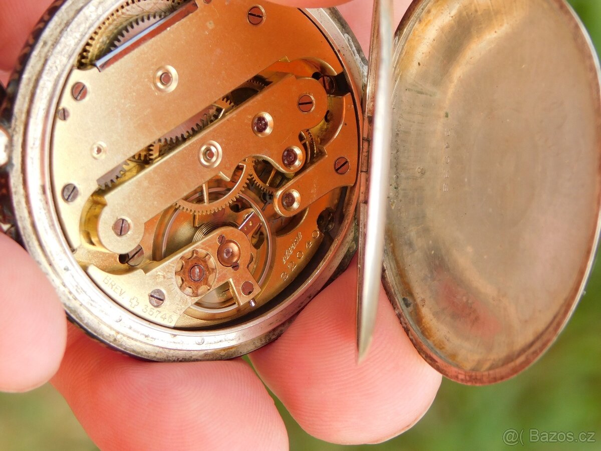 Švýcarské stříbrné kapesní hodinky niello / tula BREVET - 4