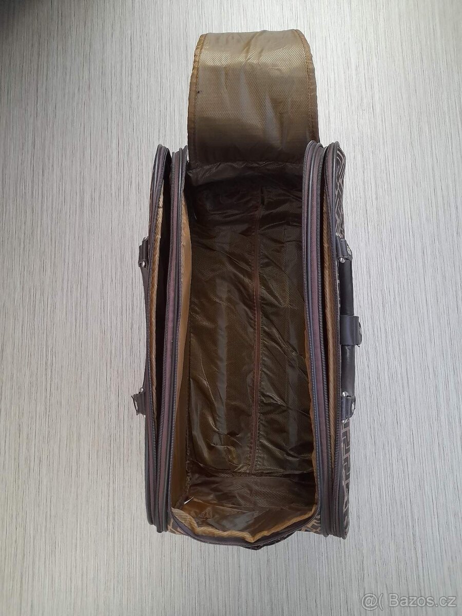 Hnědá cestovní taška na kolečkách a s madlem - 4