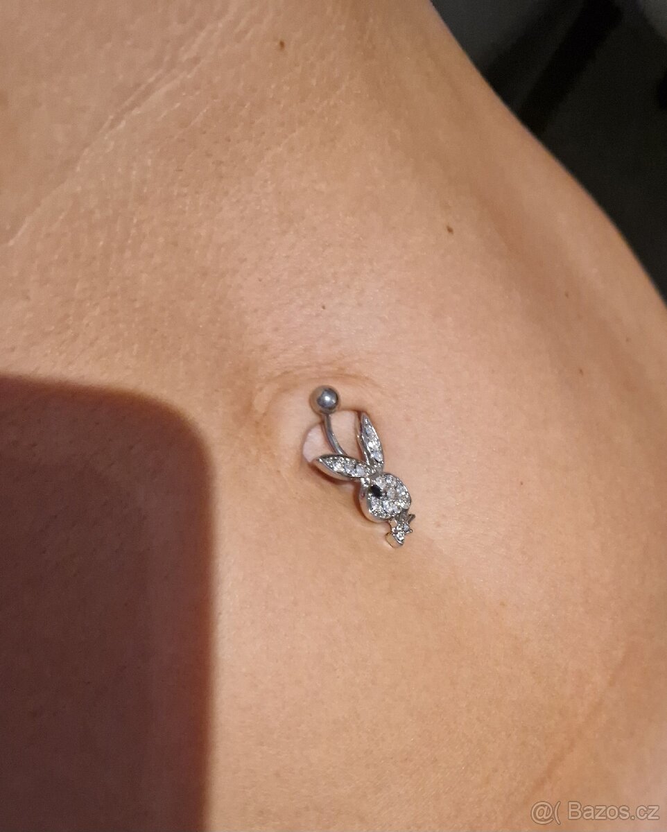 piercing břicha do pupíku třpytivý ocel králíček playboy - 4