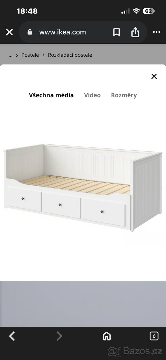 Rozkládací postel IKEA s úložným prostorem na peřiny - 4