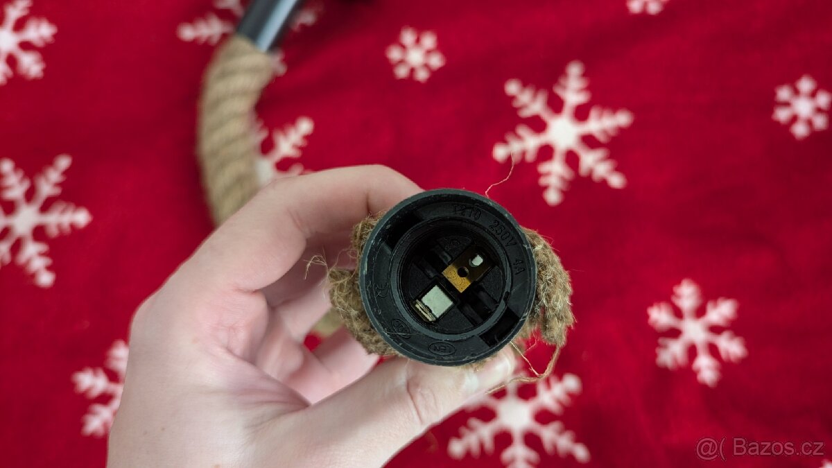 Lustr E27 40W s jutovým lanem baldachýnem a objímkou - 4