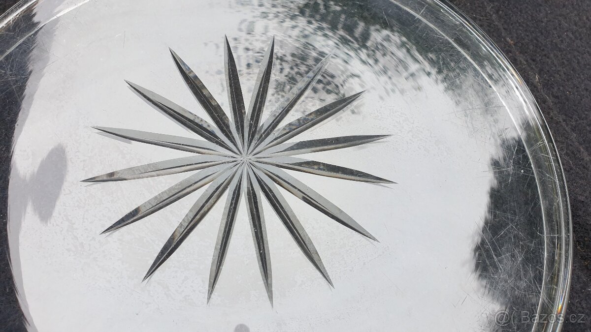 Stará broušená mísa, talíř. - 4