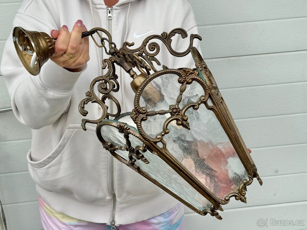 Velká mosazná zdobená lucerna lustr top kus - 4