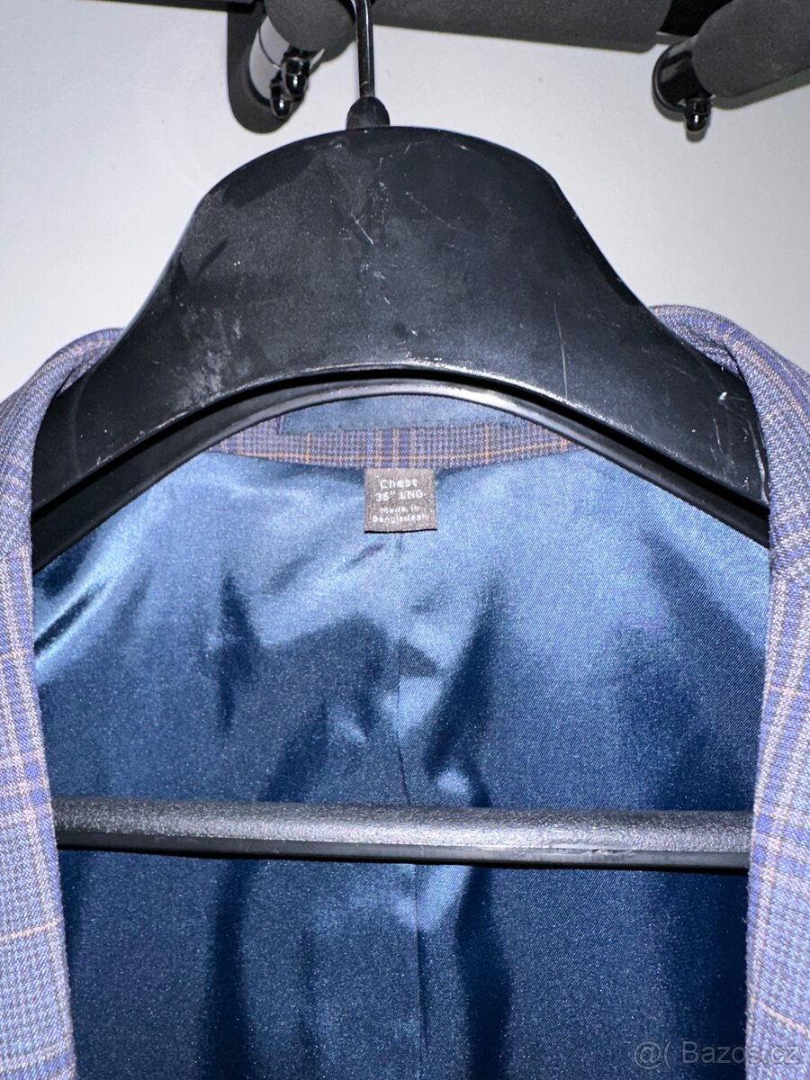 pánský Oblek Marks & Spencer tmavě modrý hezký stav - 4