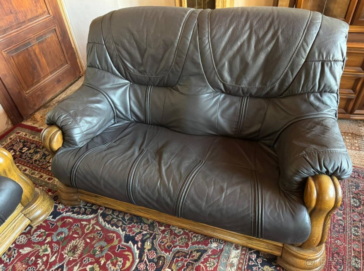 Rustikální kožená sedací souprava,6089 - 4