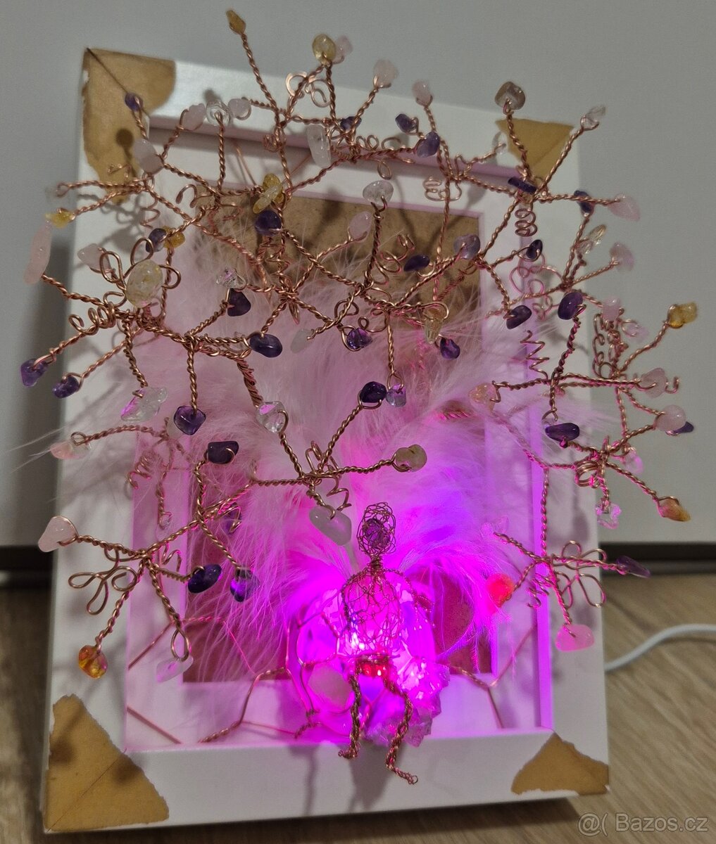 3D Strom života a štěstí v obraze s LED barevným na stůl - 4