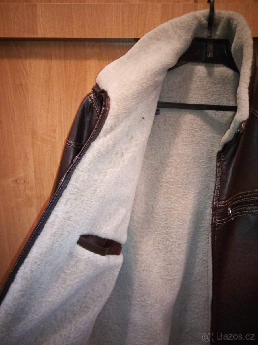 Pánská zimní bunda s kožíškem, umělá kůže. - 4