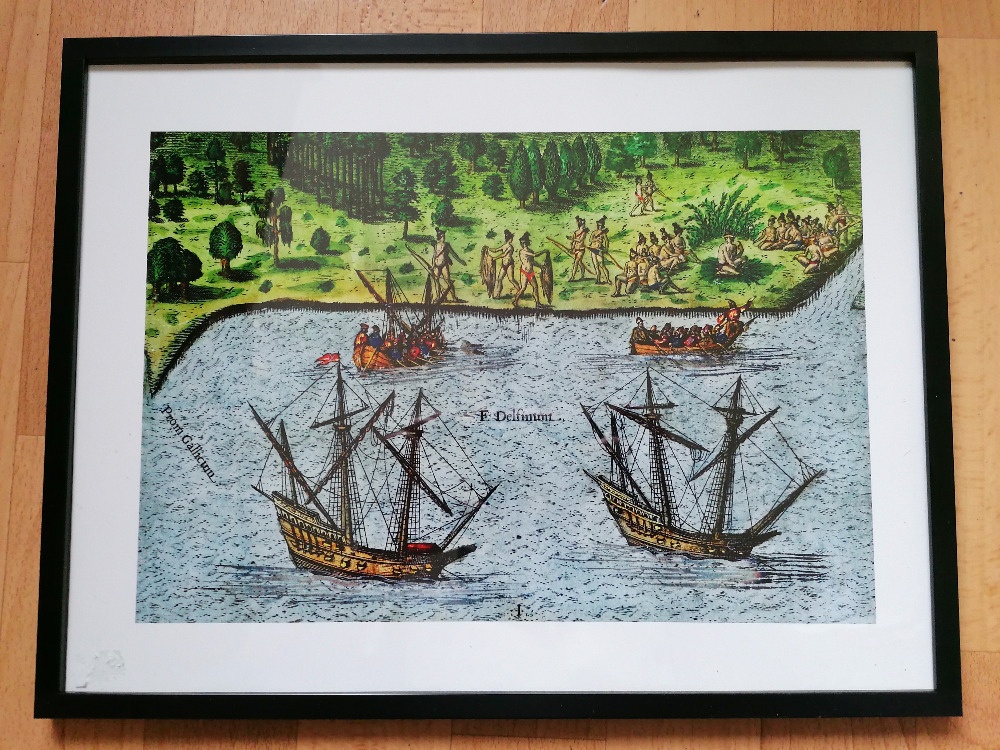 Obraz - rytina 16. st. reprodukce Amerika indiáni - 4