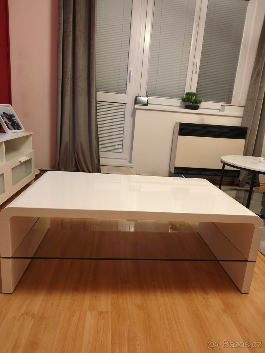 Konferenční stůl bílý lesk - 4