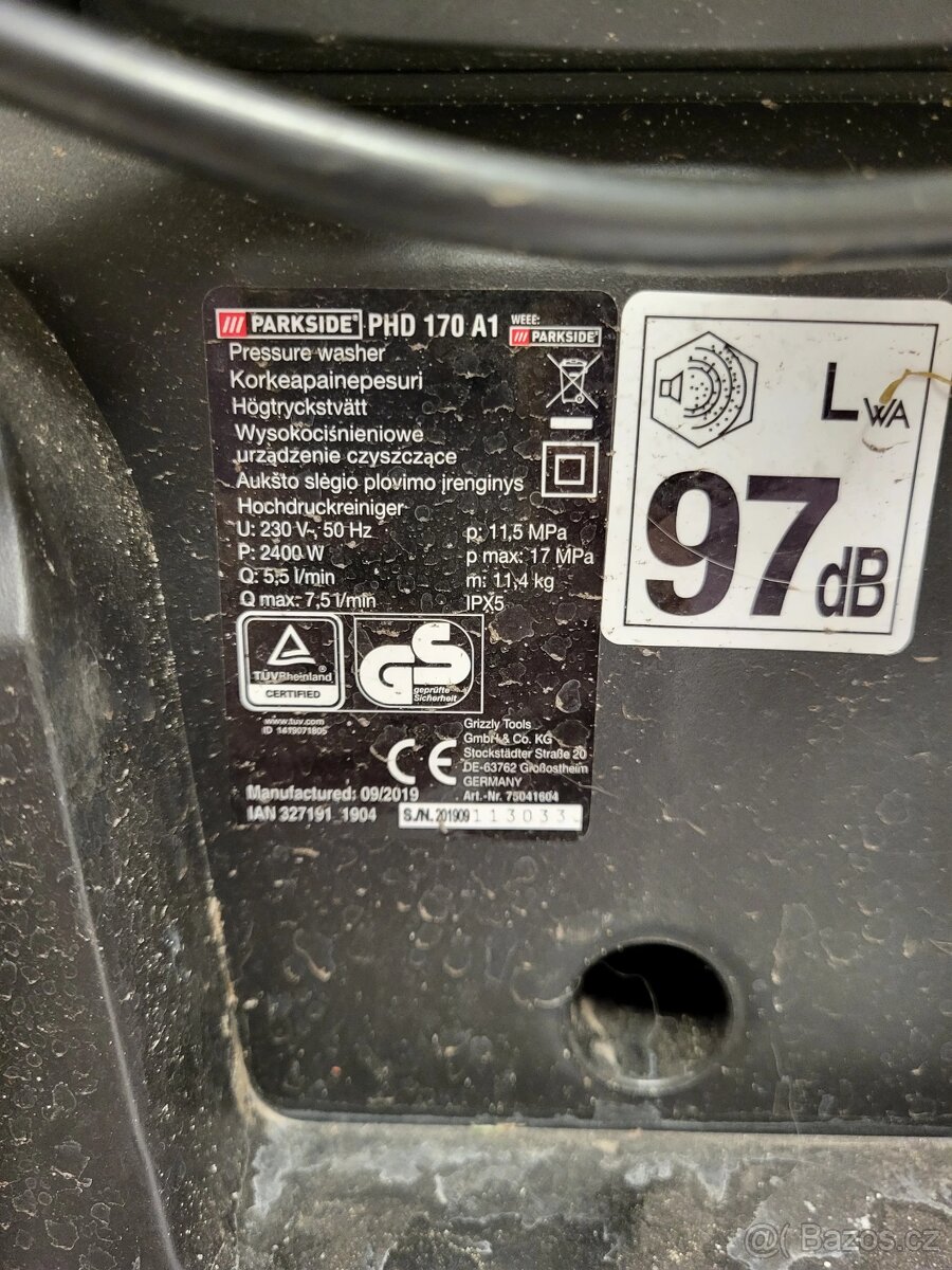 Prodám vysokotlaký čistič Parkside PHD 170 A1 - 4