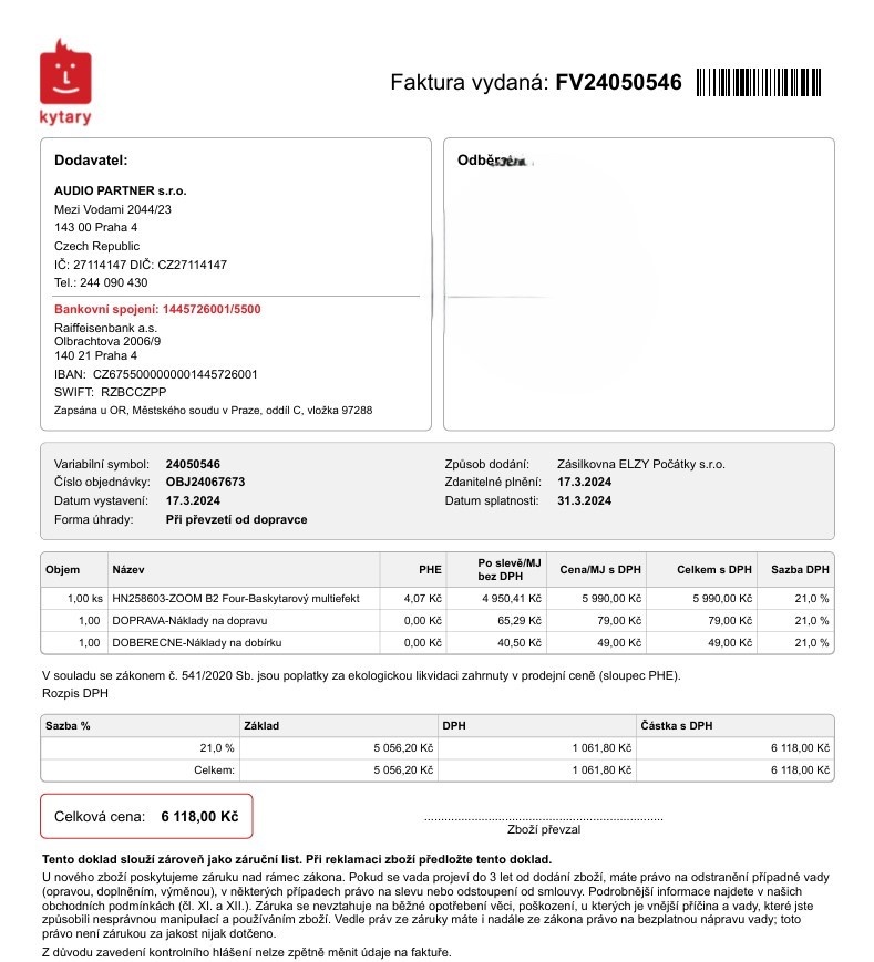 PRODÁM Zoom B2 Four + transportní taška pro Zoom - 4