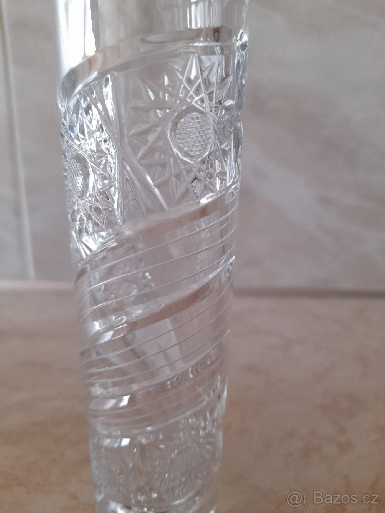 Broušené sklo váza, sklenice, miska. - 4