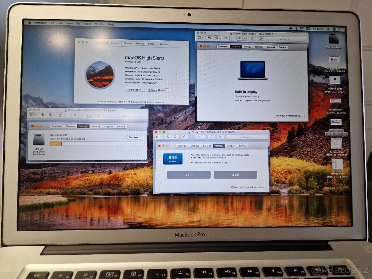 MacBook Pro 15" mid 2010 i5, 8GB, 250GB SSD - 4