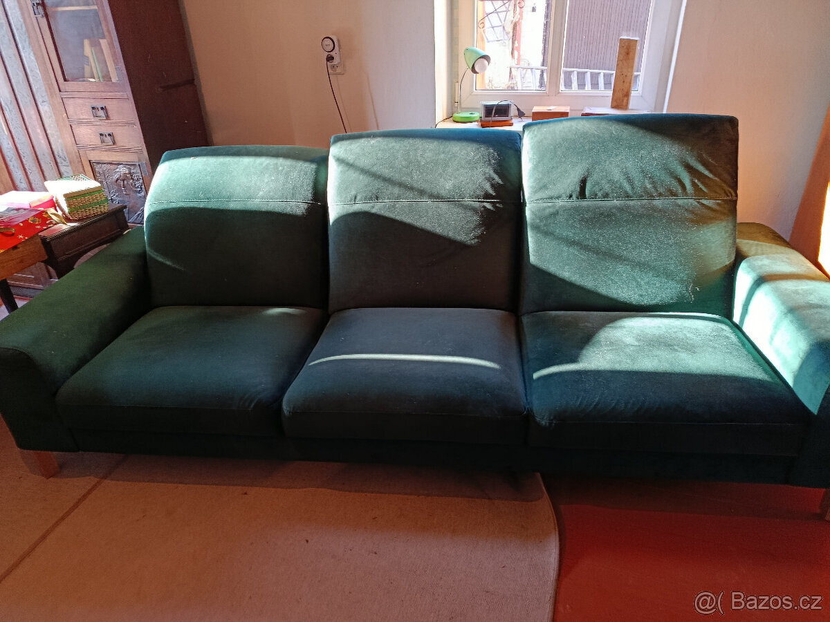 Zakázková 3.dílná polohovací sedačka.Zelená.VELMI ZACHOVALÁ. - 4