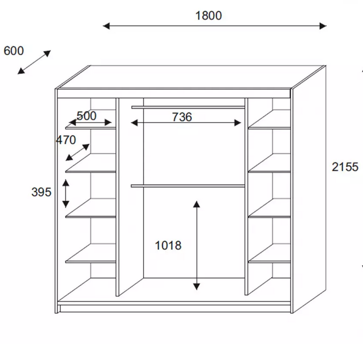 Levná bílá skříň se zrcadly 180cm - 4
