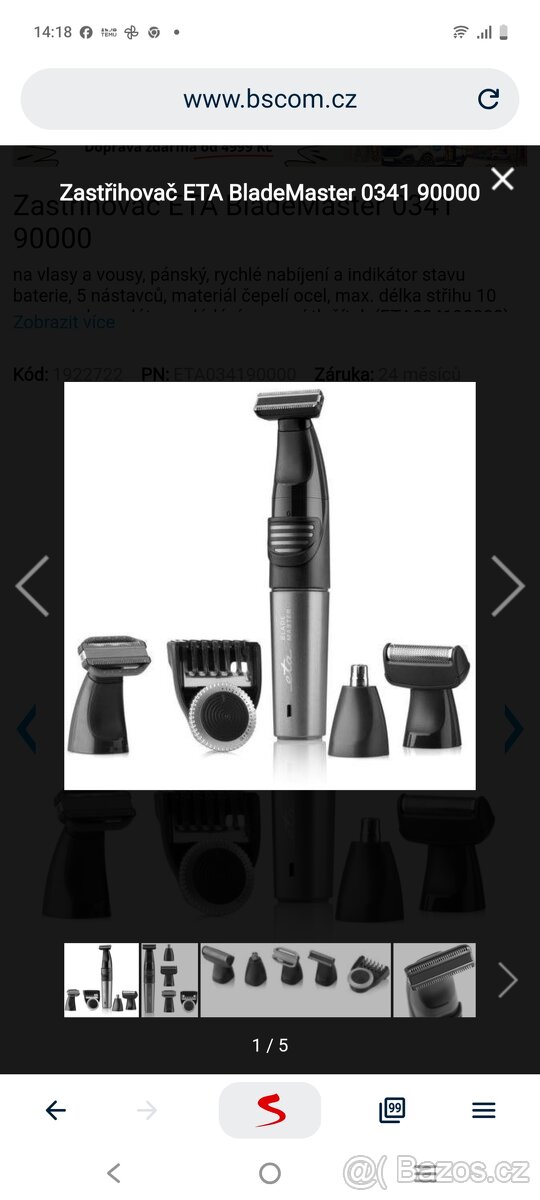 Zastřihovač ETA BladeMaster 0341 90000 - 4