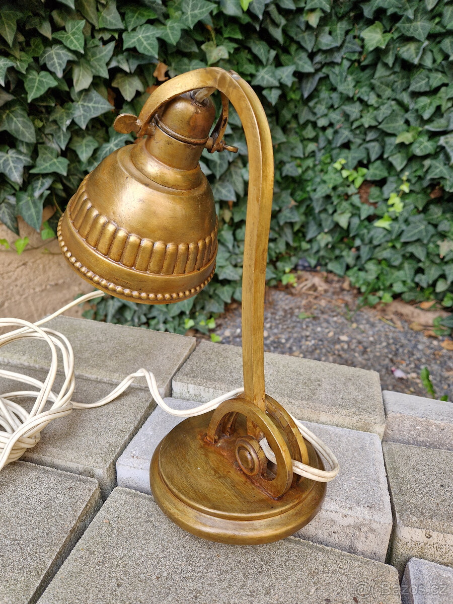 Starožitná stolní mosazná kloubová lampa 1. Republika - 4