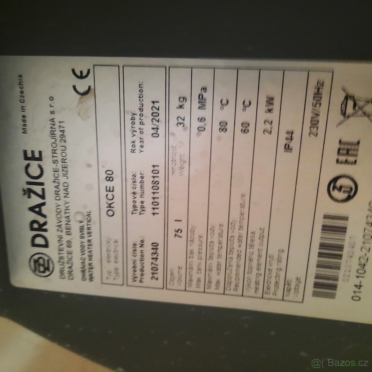 Ohřívač vody Dražice OKCE 80 elektr.ický svislý - 4