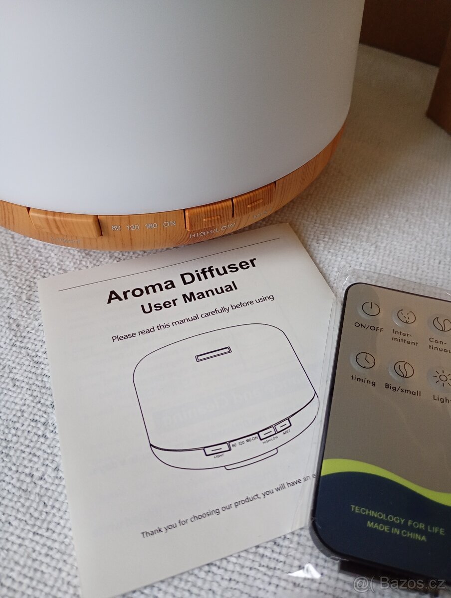 nový aroma difuzér + lampa + dálkové ovl. + zvlčovač vzduchu - 4