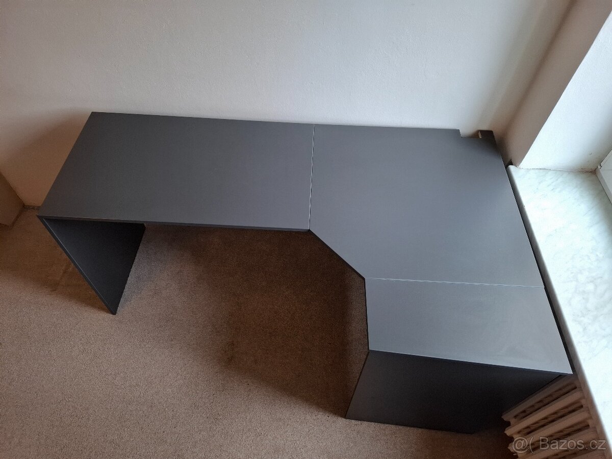 Rohový psací stůl – 180 × 110 cm, šedý - 4