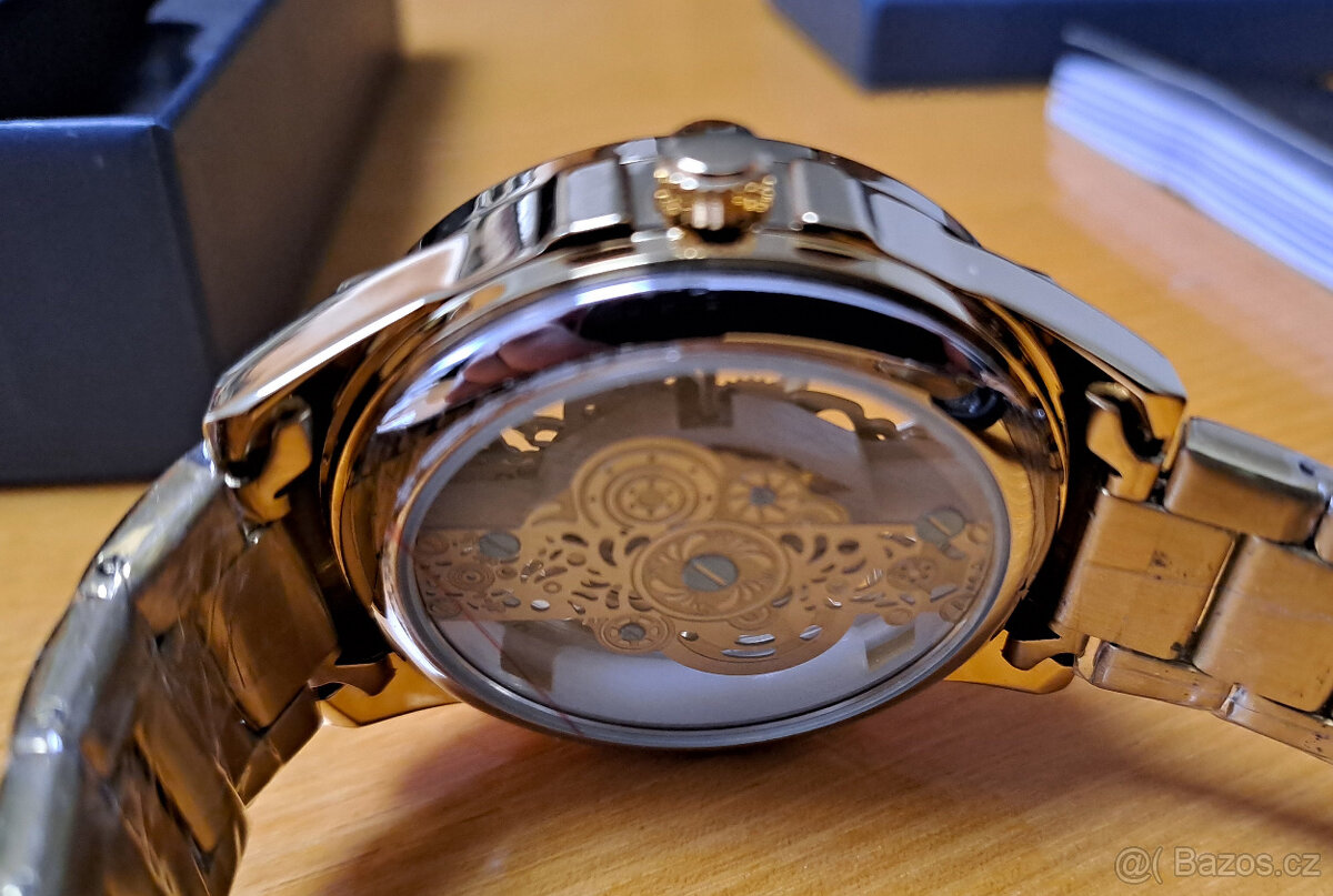 pánské zlaté quartz hodinky Lige nové - 4