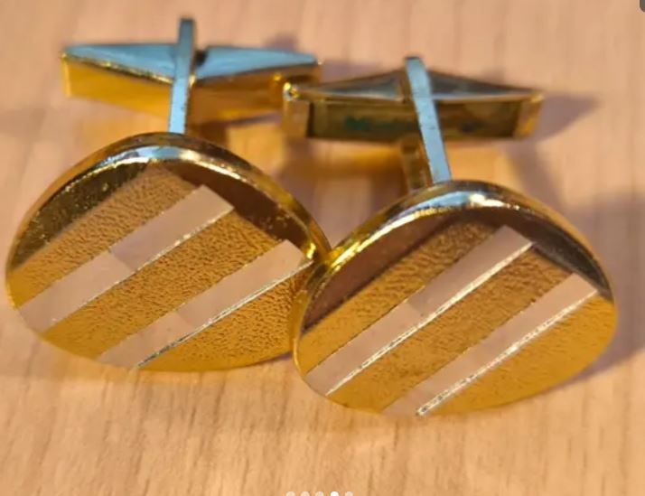 2 x retro manžetové knoflíky + spona na kravatu. - 4