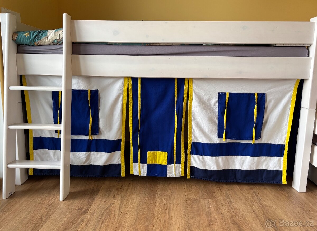 Dřevěná patrová postel - bílá - 4