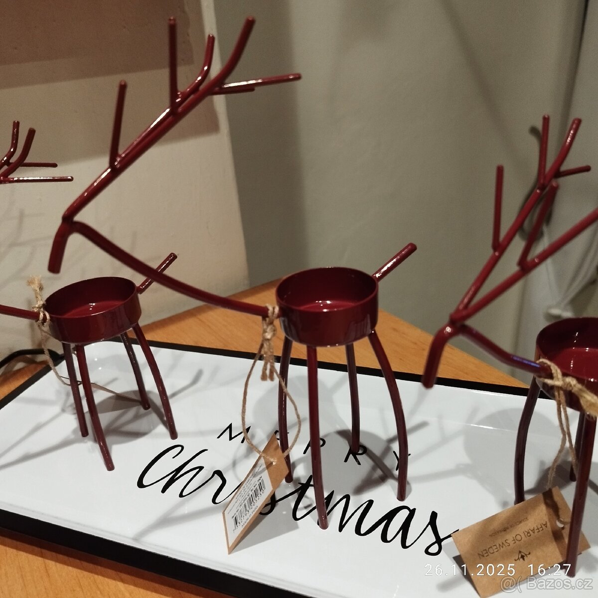 Kovový svícen na čajovou svíčku Jelínek a vánoční podnos - 4