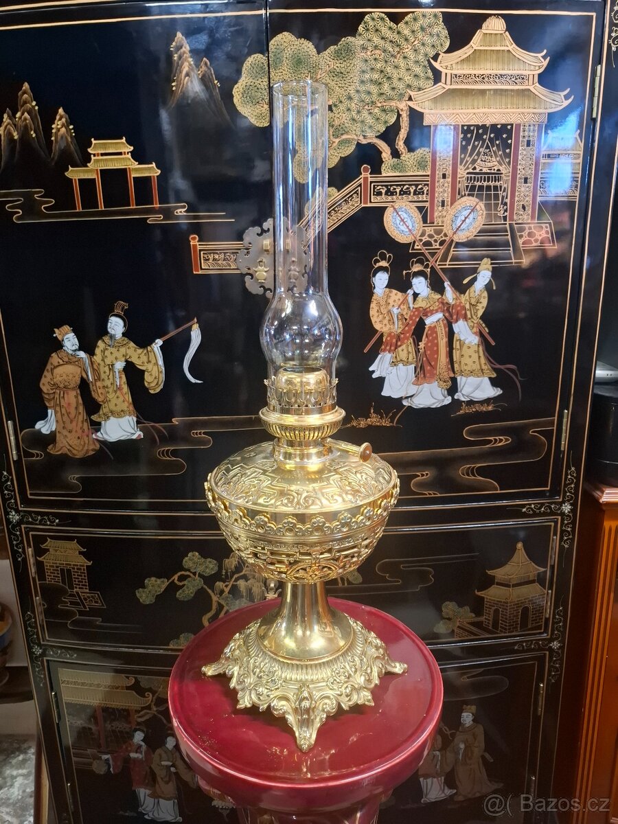 Starožitná mosazná petrolejka Francie 1910 - 4