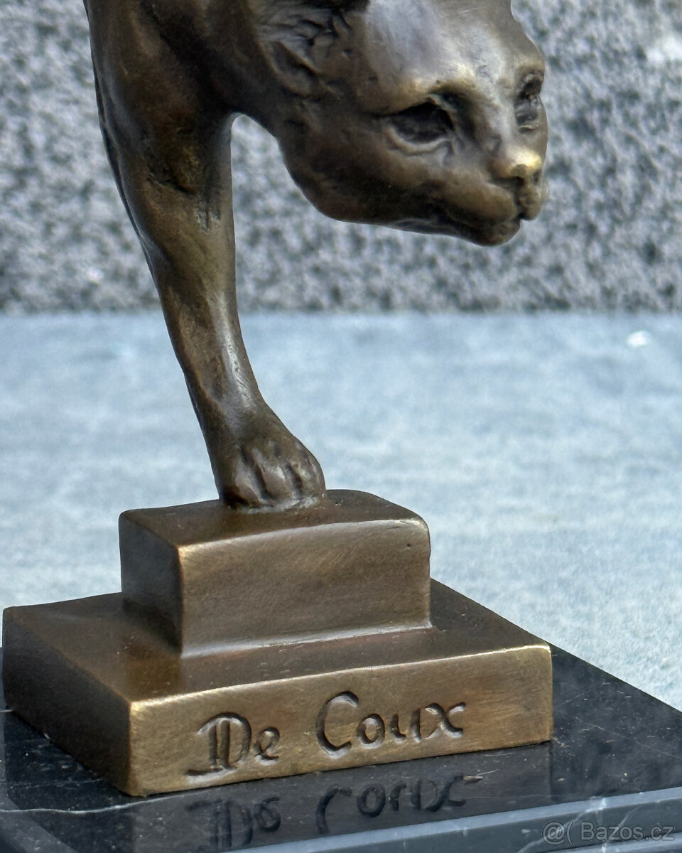 Bronzová socha Kočka luxusní dekorace mazlíček figurka dárek - 4