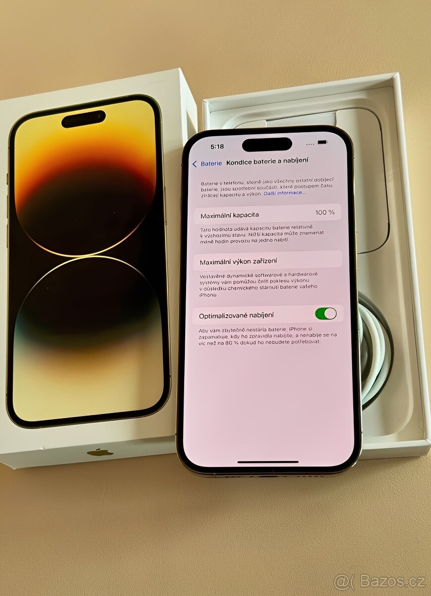 iPhone 14 Pro Gold BATERIE 100% TOP - 4